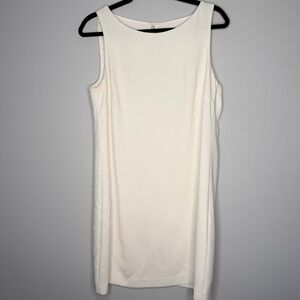 Trina Turk Womens Off White Sleeveless Back Scoop Shift Dress Size 8 193310